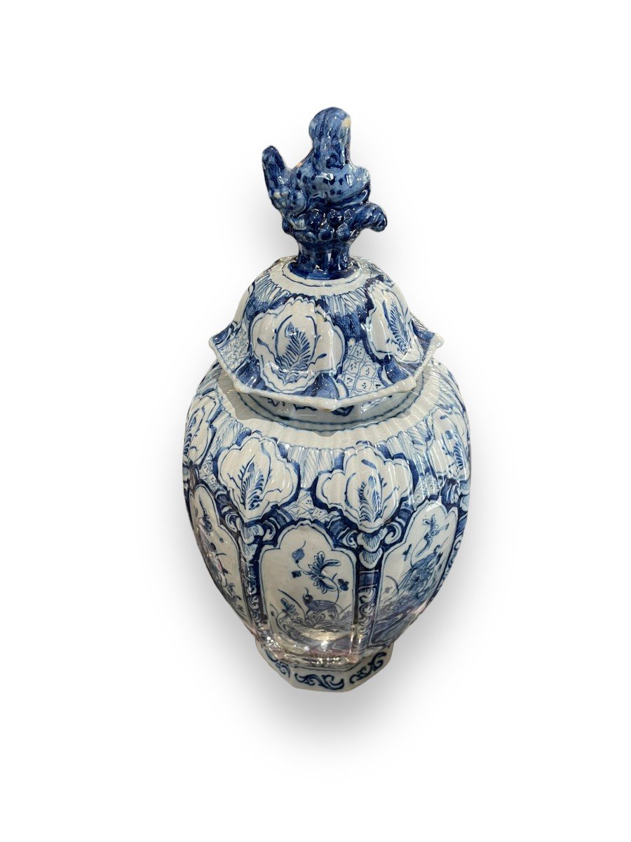 Important Covered Vase In Earthenware From Delft Nineteenth-photo-2
