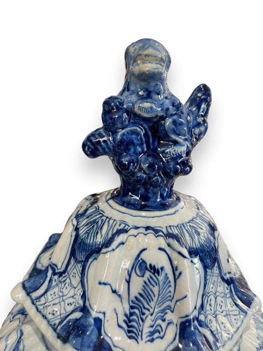 Important Covered Vase In Earthenware From Delft Nineteenth-photo-3
