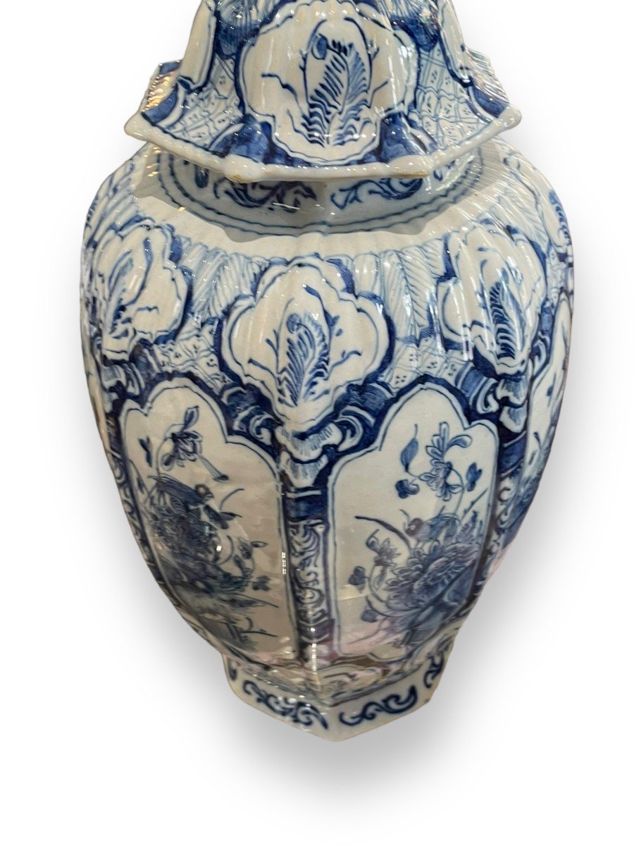 Important Covered Vase In Earthenware From Delft Nineteenth-photo-1