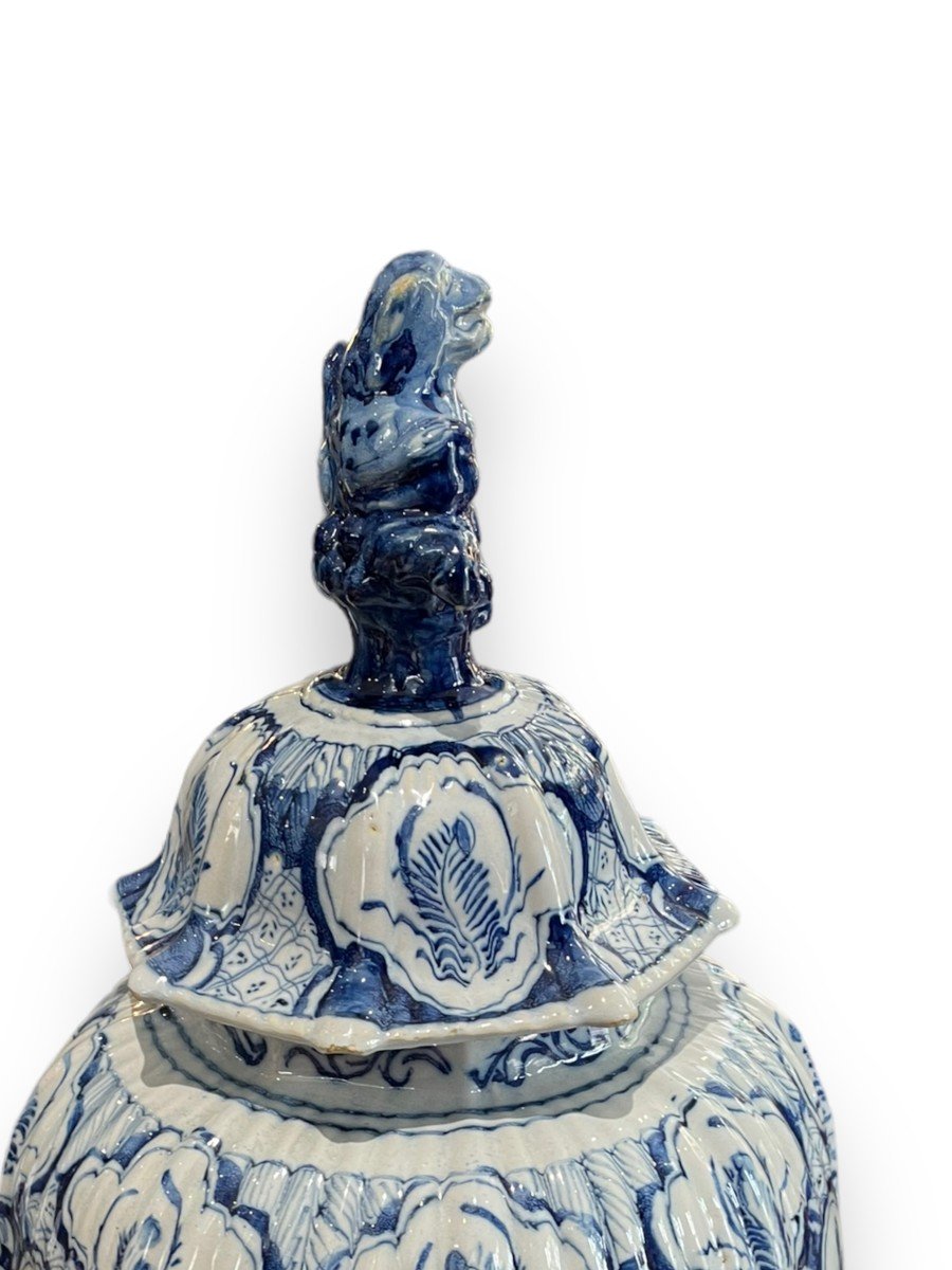 Important Covered Vase In Earthenware From Delft Nineteenth-photo-2