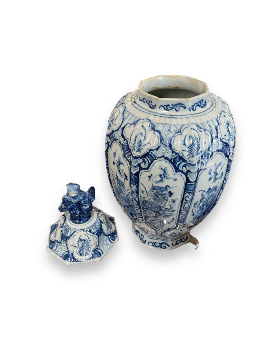 Important Covered Vase In Earthenware From Delft Nineteenth-photo-4