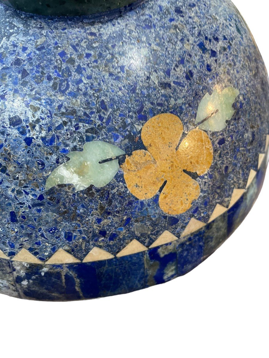 Important Cup In Lapis Lazuli And Stone Marquetry-photo-3
