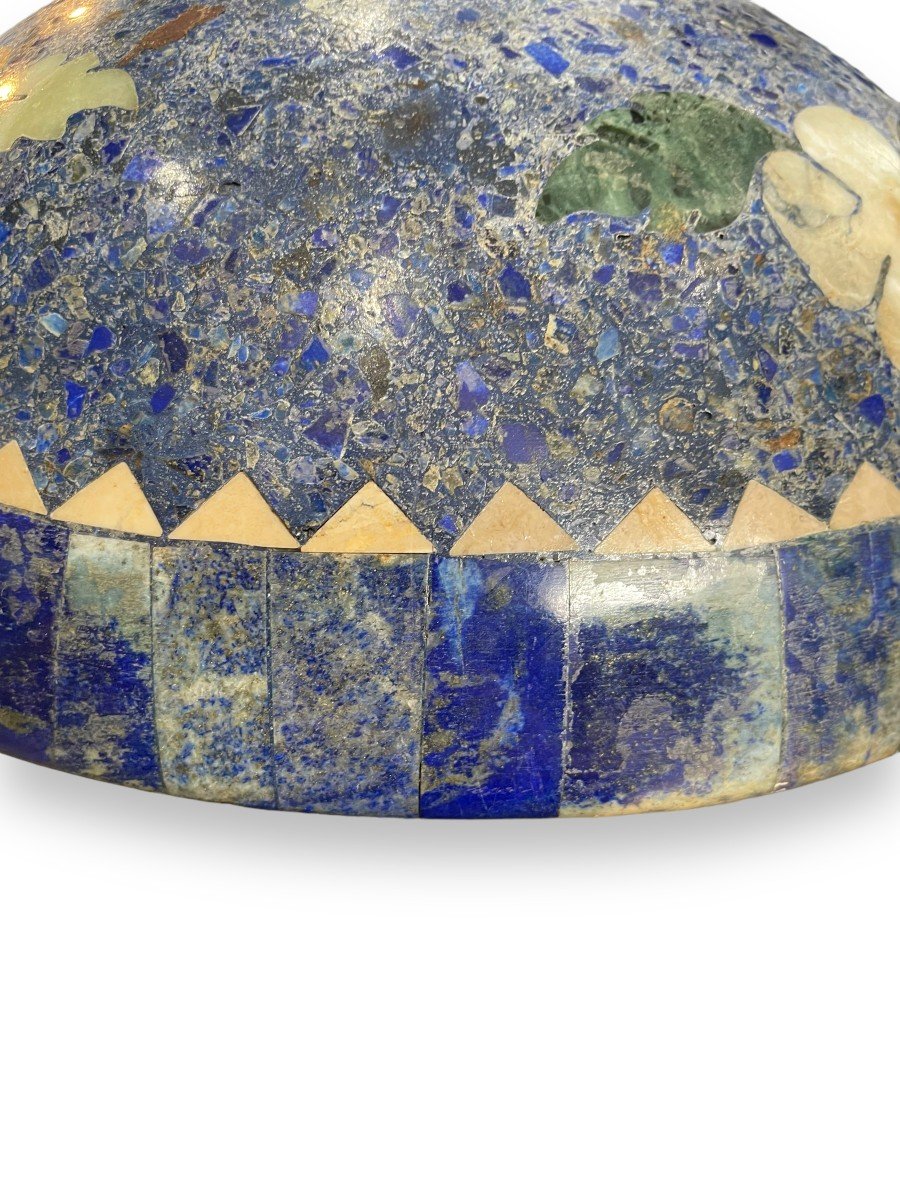 Importante Coupe En Lapis Lazuli Et Marqueterie De Pierre -photo-1