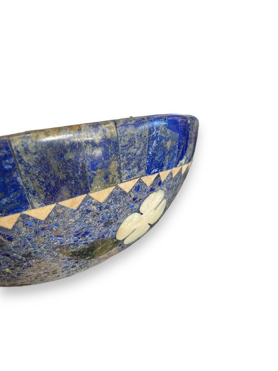 Important Cup In Lapis Lazuli And Stone Marquetry-photo-4