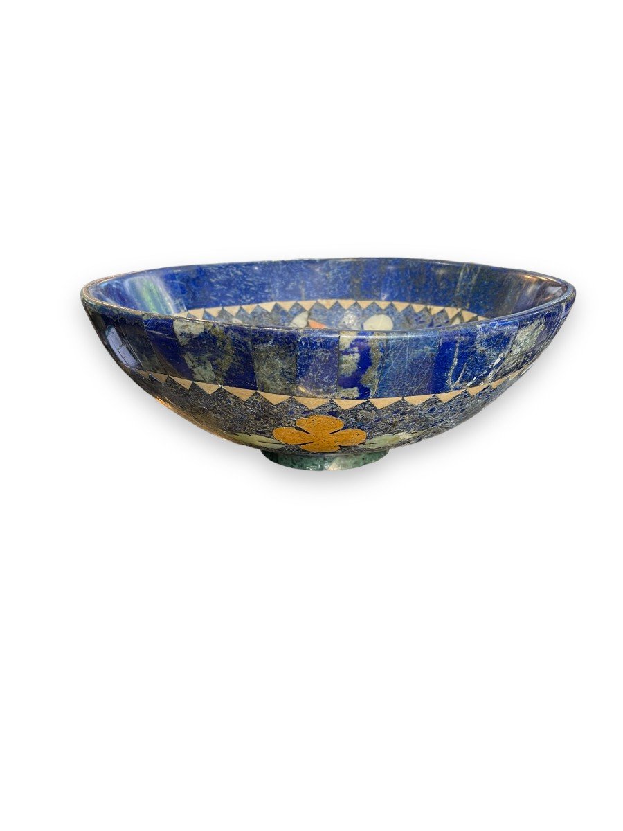 Important Cup In Lapis Lazuli And Stone Marquetry-photo-5