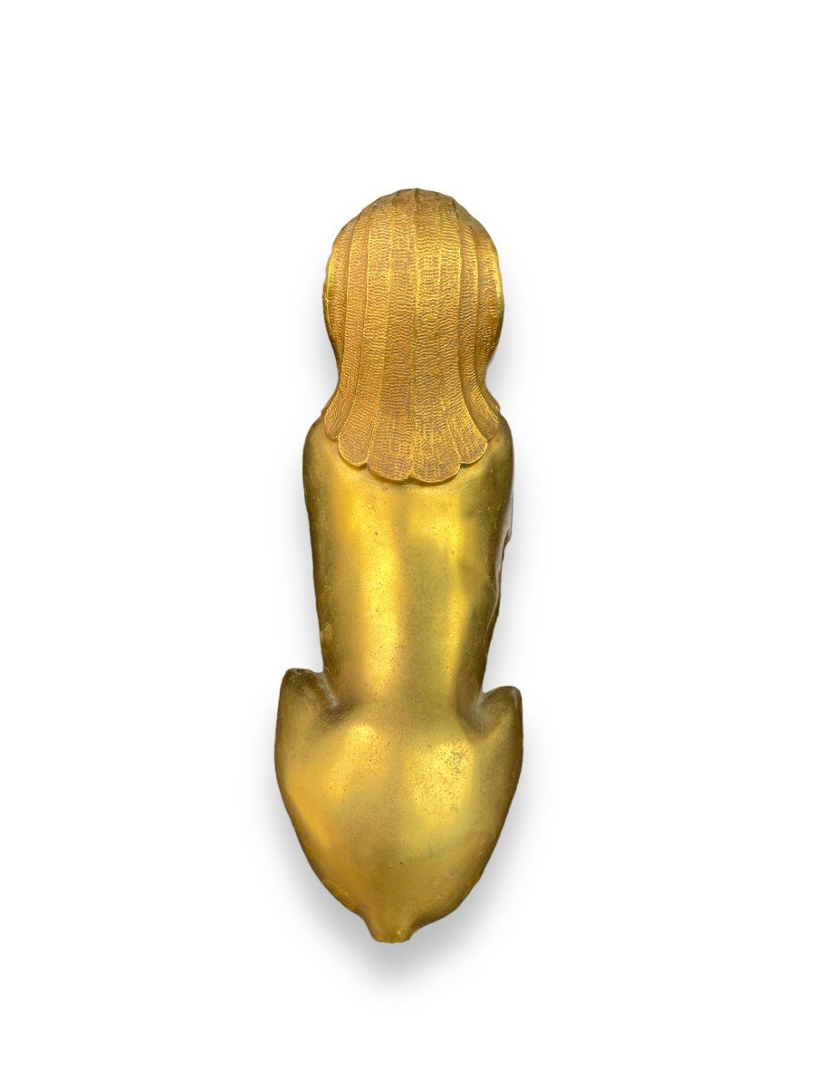 Sitting Sphinx Gilt Bronze Statue-photo-3