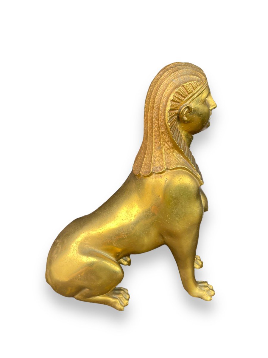 Sitting Sphinx Gilt Bronze Statue-photo-7