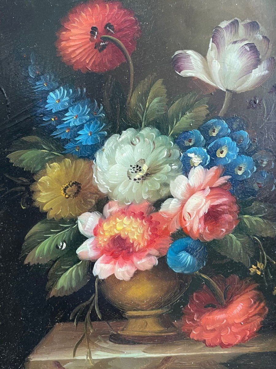 Still Life Bouquet Of Flowers In The Dutch Style Oil On Panel-photo-1