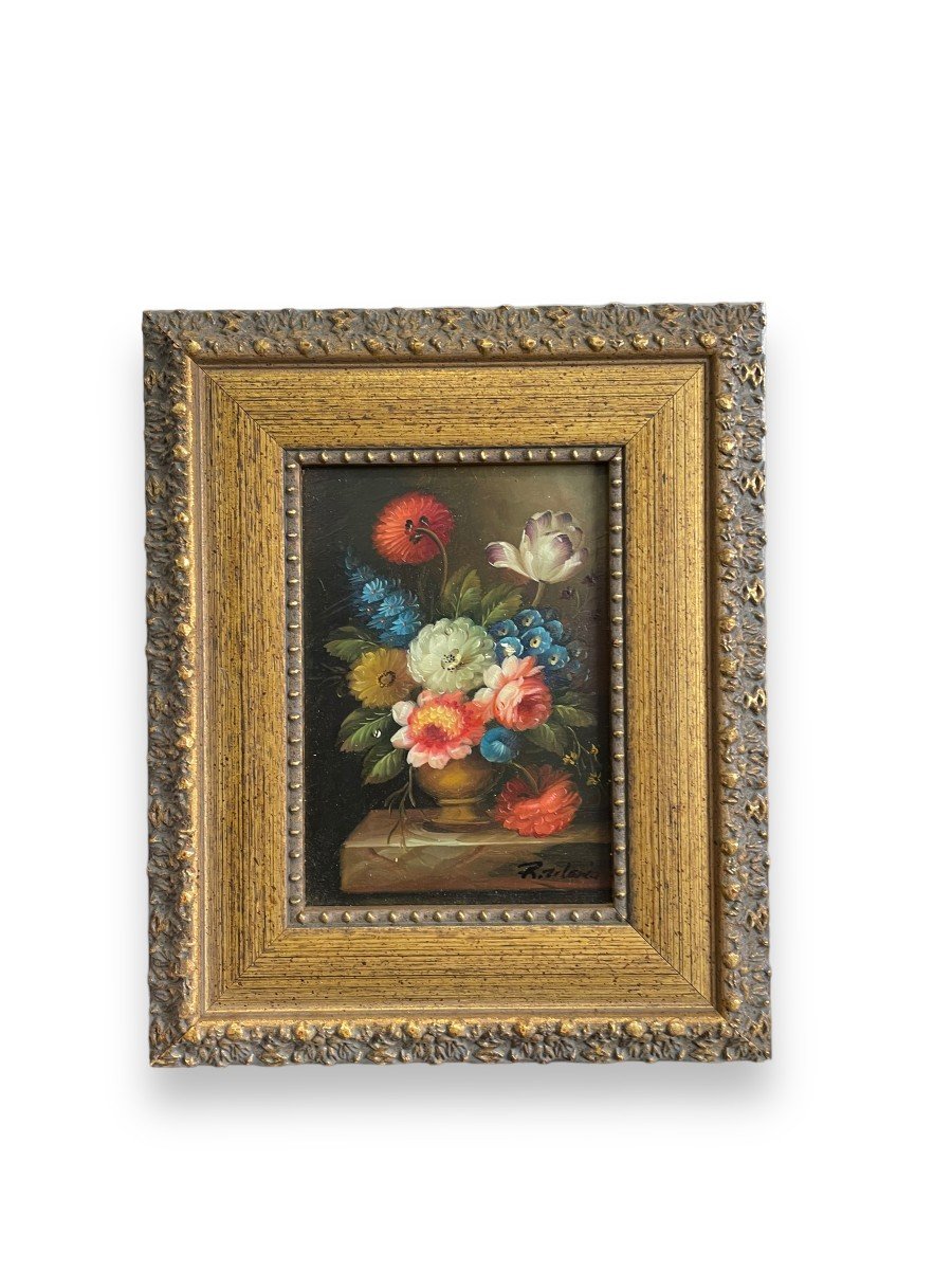 Still Life Bouquet Of Flowers In The Dutch Style Oil On Panel-photo-8