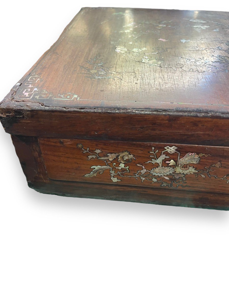 Important Box In Mother Of Pearl And Rosewood Indochina XIXth-photo-1
