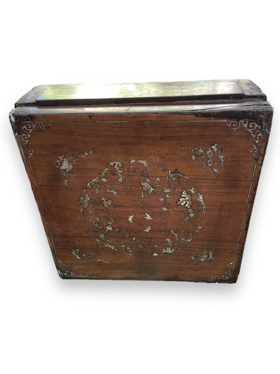 Important Box In Mother Of Pearl And Rosewood Indochina XIXth-photo-3