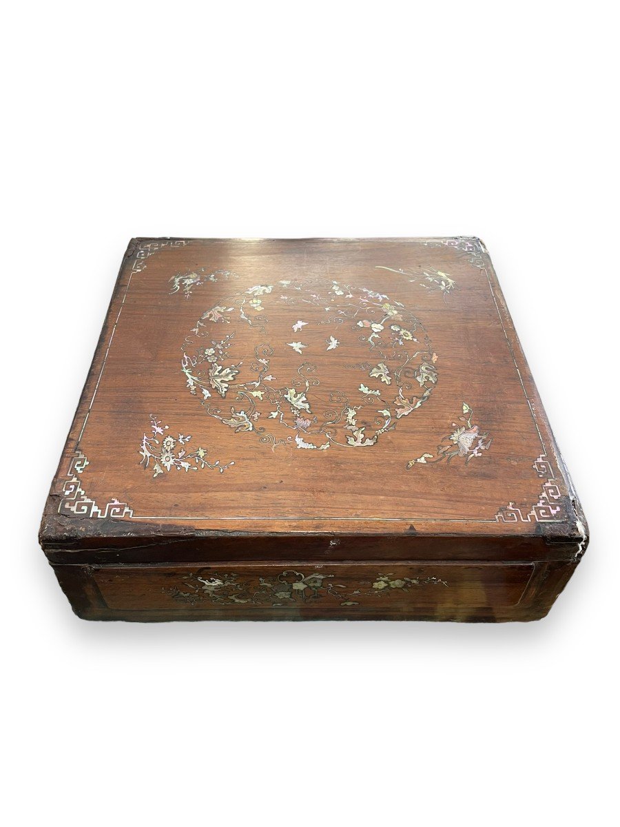 Important Box In Mother Of Pearl And Rosewood Indochina XIXth-photo-4