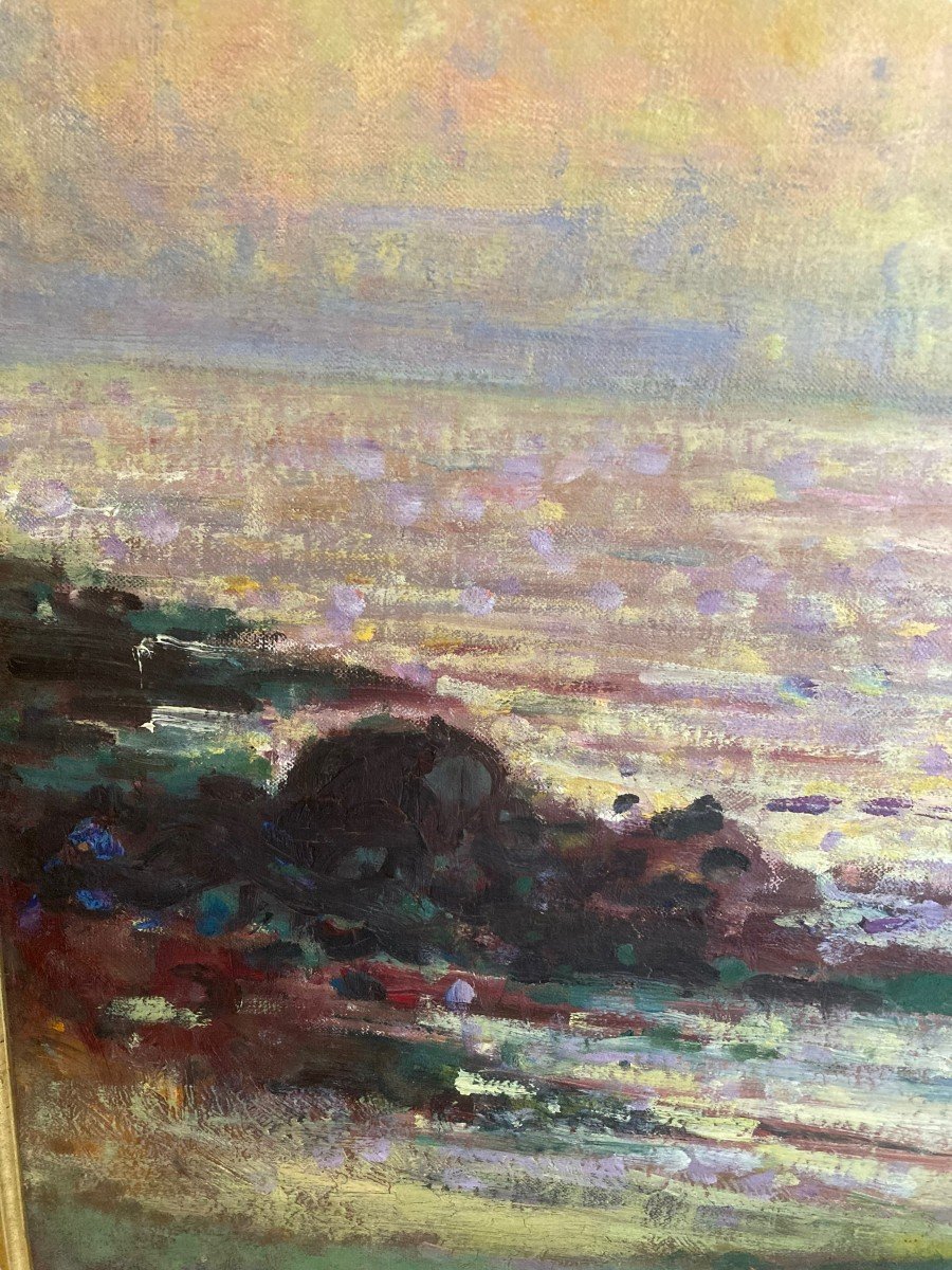 Paysage Maritime Bord De Mer Huile Sur Toile Par L. Duval Gozlan-photo-5