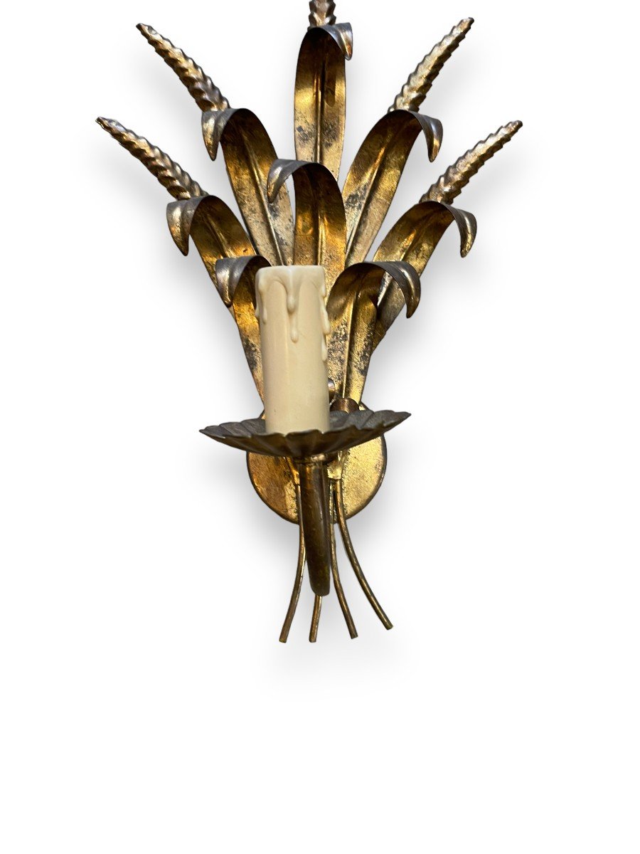 Maison Charles Pair Of Ears Of Wheat Sconces In Golden Metal-photo-3