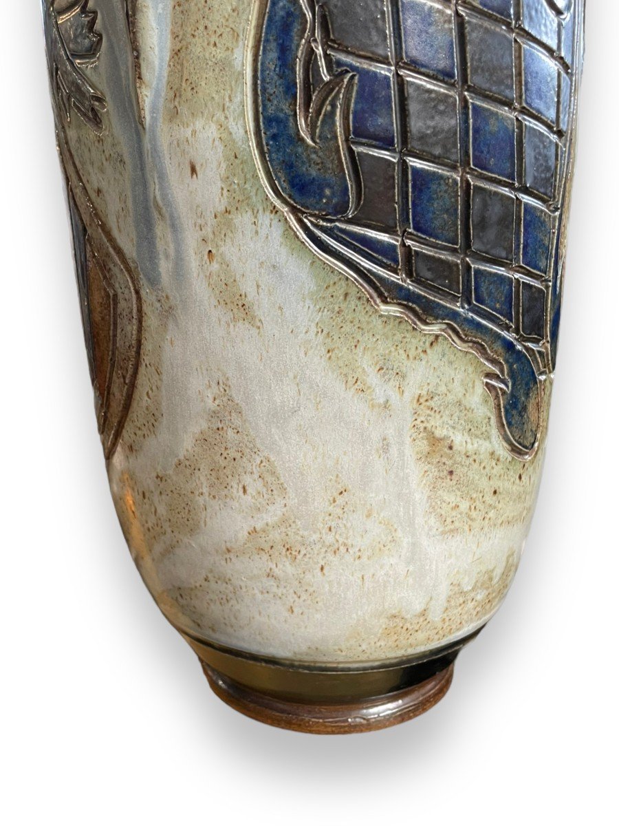 Immense Vase à Trois Anses Par Roger Guérin décor au chevalier-photo-3