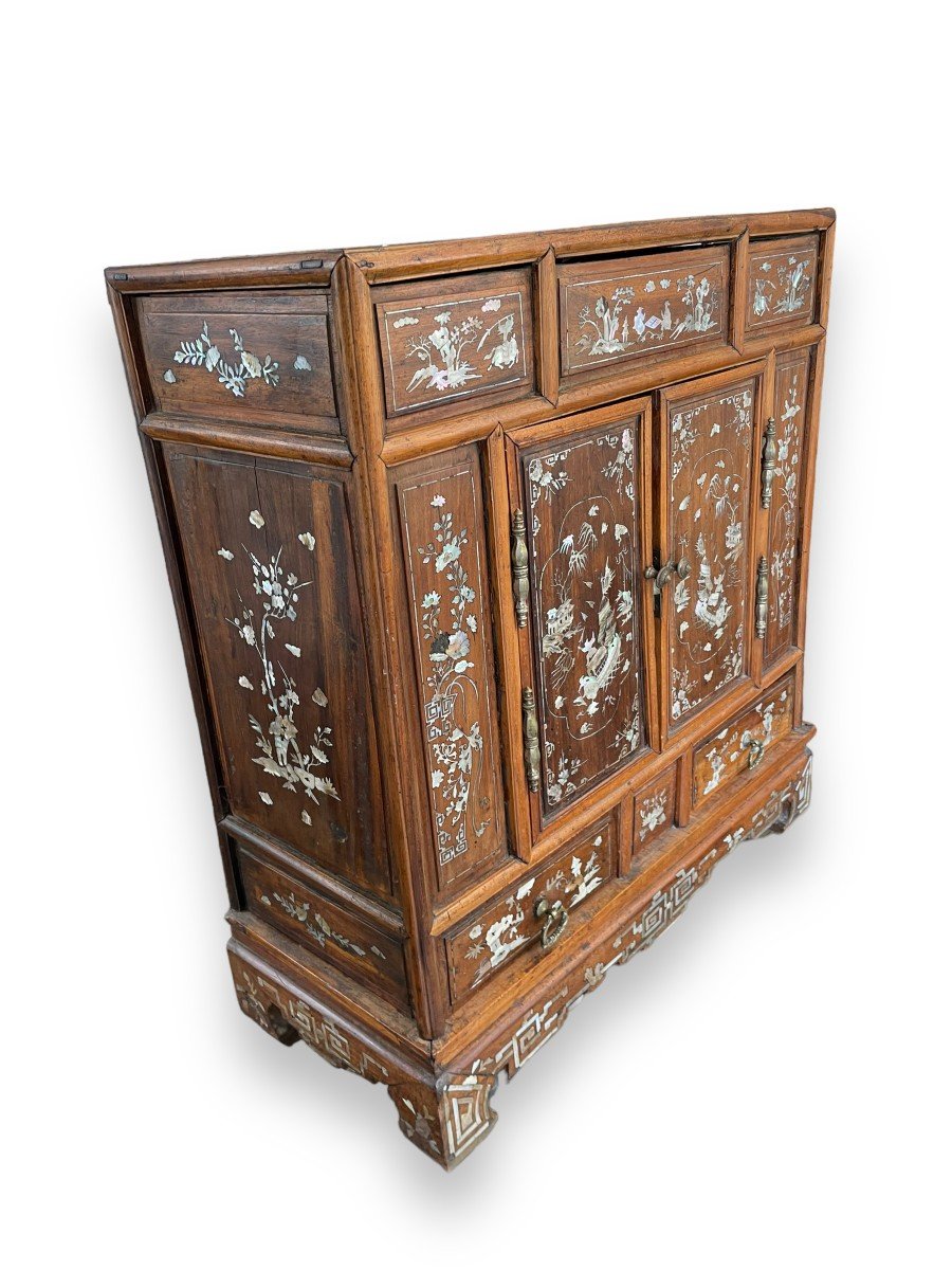 China Indochina Cabinet In Wood And Mother Of Pearl XIXth-photo-3