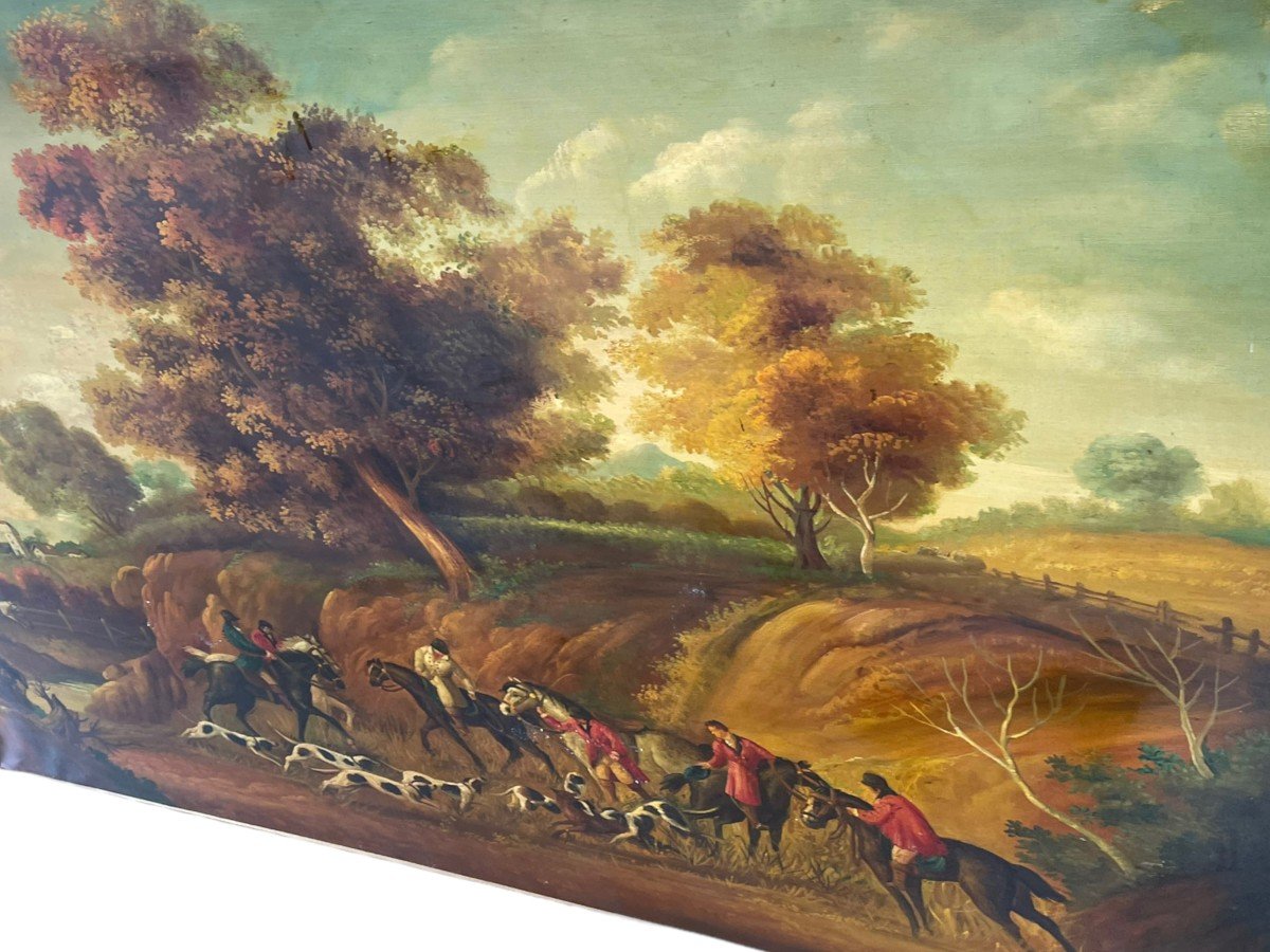 Important Painting Scene Of Venery Hunting At Court Oil On Canvas-photo-5