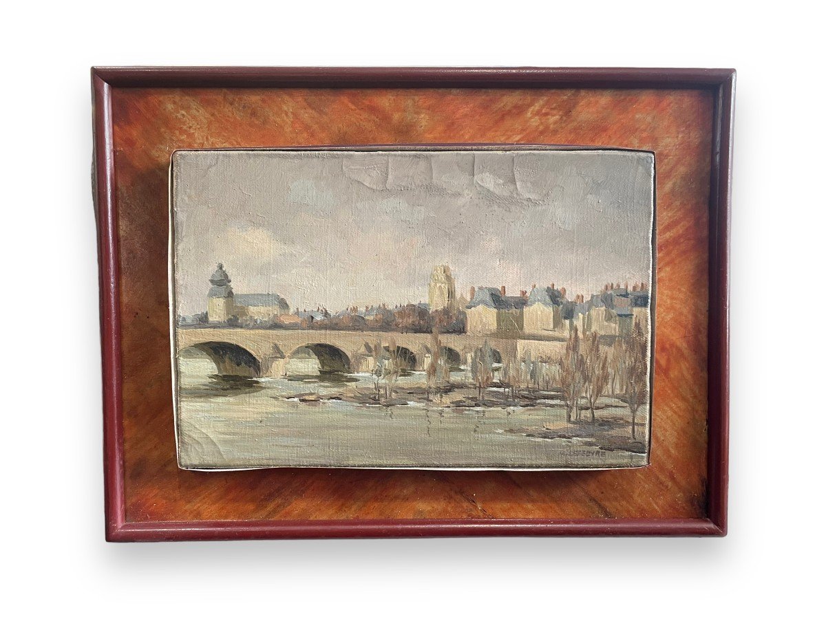 Oil On Canvas City Of Northern France Signed Lefebvre-photo-2