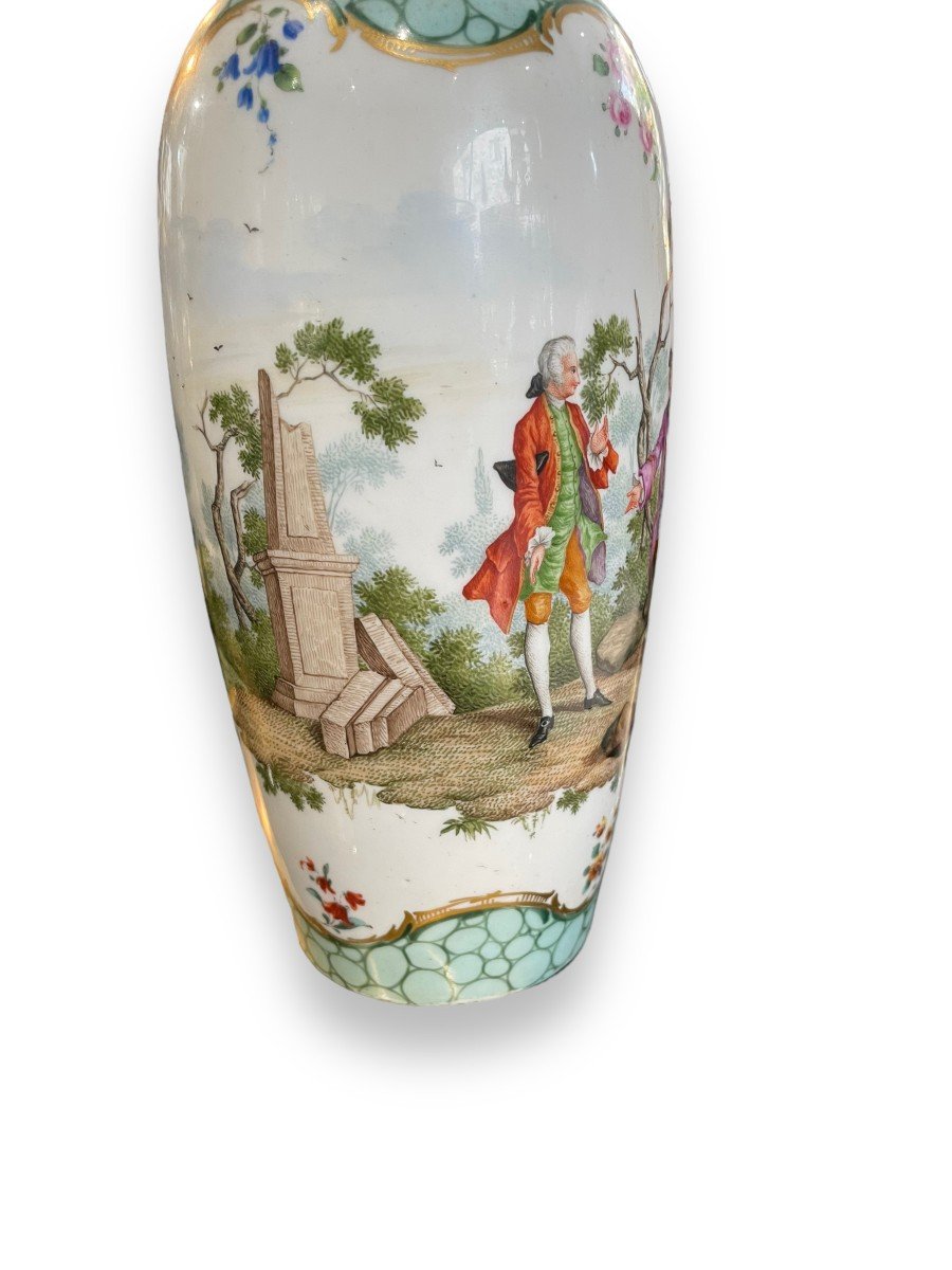 Polychrome Covered Pot In The Taste Of Sèvres Representing A Gallant Scene-photo-2