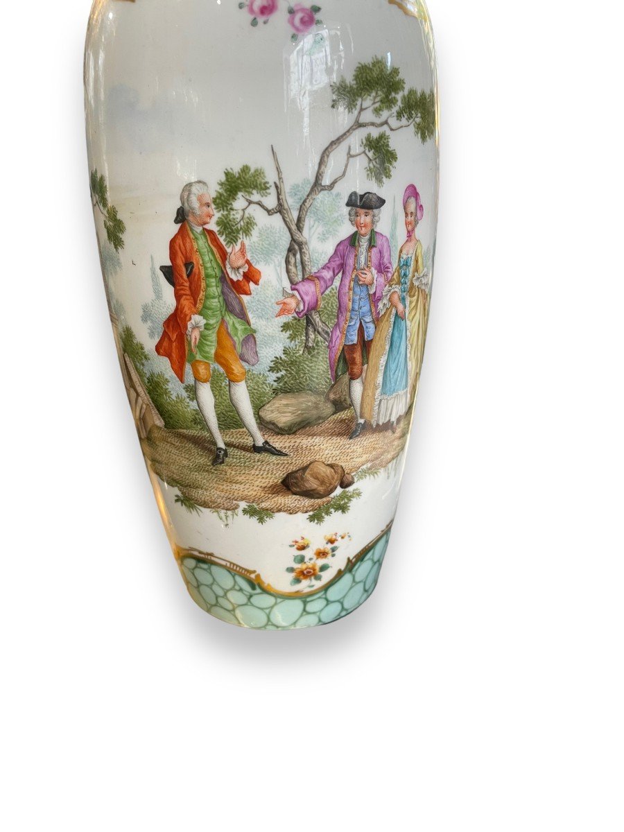 Polychrome Covered Pot In The Taste Of Sèvres Representing A Gallant Scene-photo-5