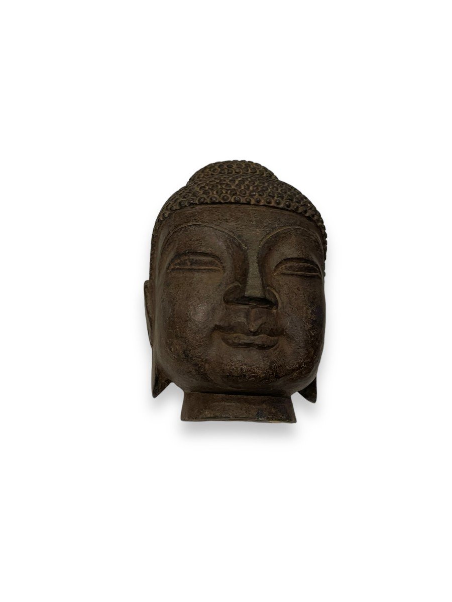 Grande Tête De Bouddha En Pierre Birmanie Début XIXeme-photo-4