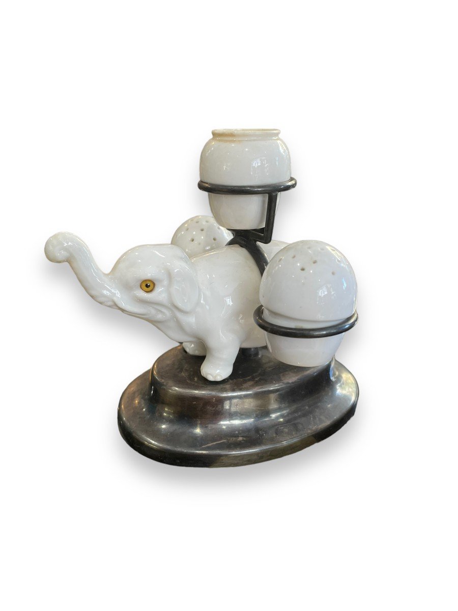 Salt Shaker Elephant Carrier In Saleron And Mustard Porcelain-photo-1
