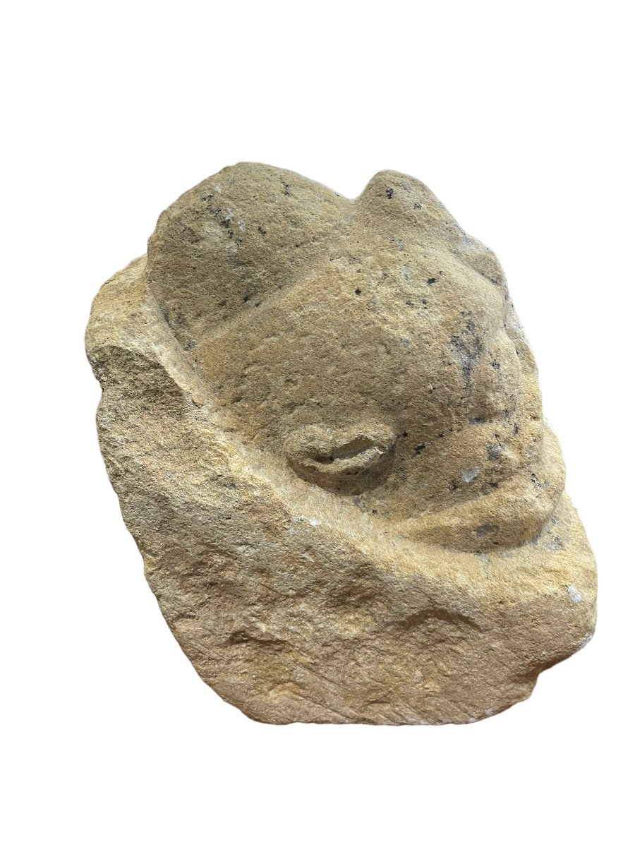 Bas Relief Médiéval  Tête De Personnage Haute époque En Pierre Du Périgord-photo-3