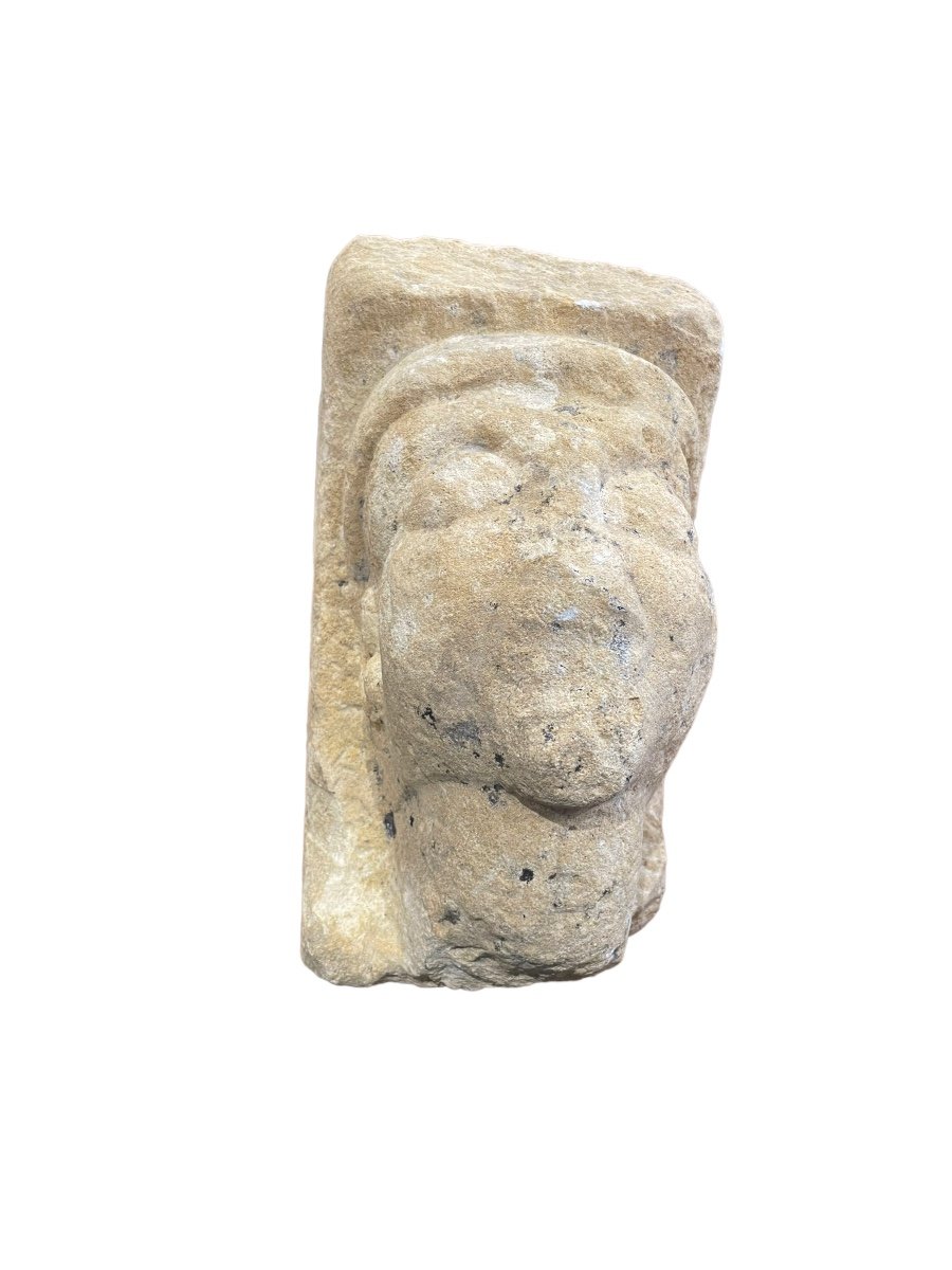 Bas Relief Médiéval  Tête De Personnage Haute époque En Pierre Du Périgord-photo-4