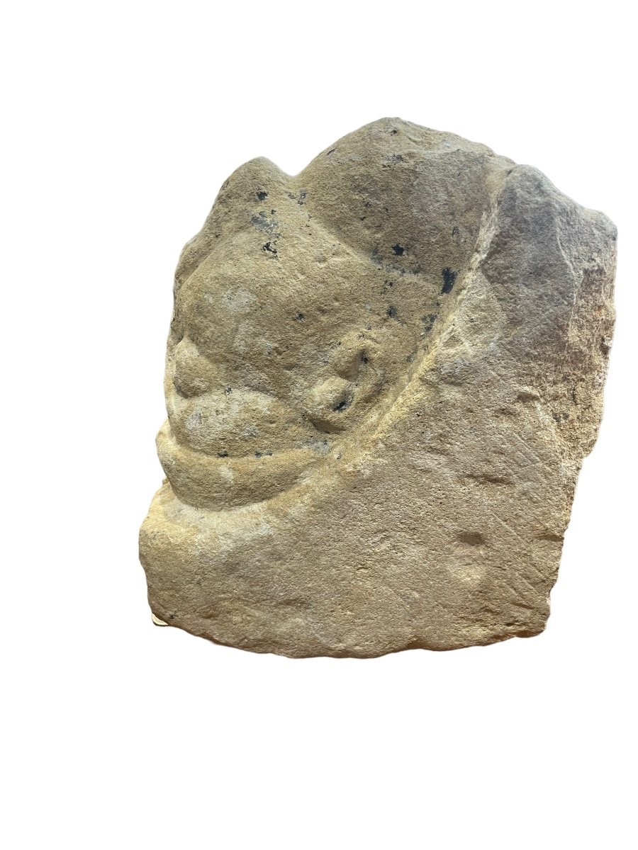 Bas Relief Médiéval  Tête De Personnage Haute époque En Pierre Du Périgord-photo-6