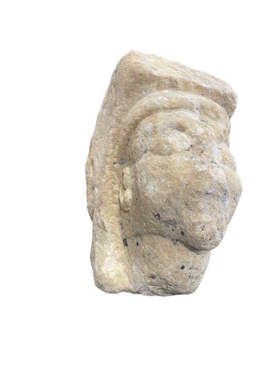 Bas Relief Médiéval  Tête De Personnage Haute époque En Pierre Du Périgord-photo-8