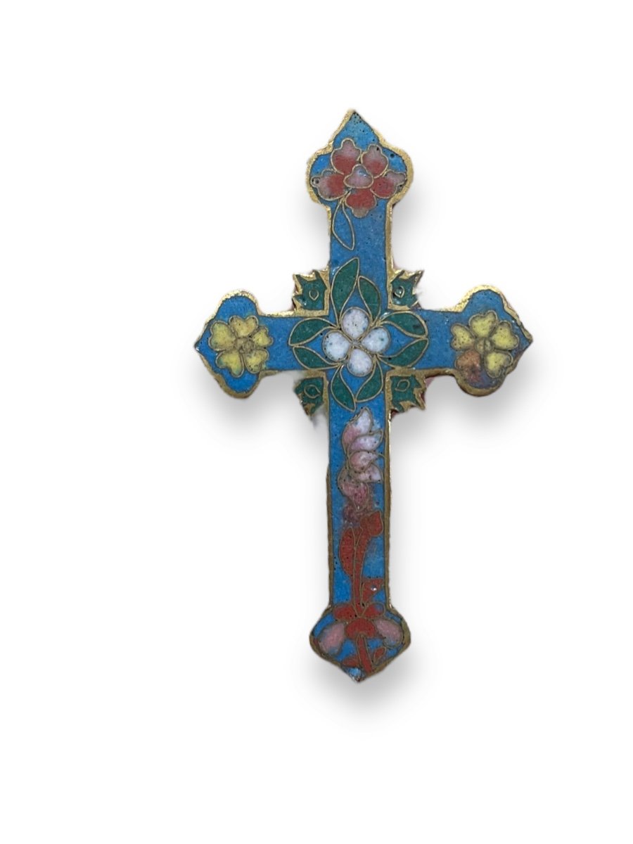 Croix pendentif En Bronze émaillé Cloisonné émaux Cloisonnés-photo-4