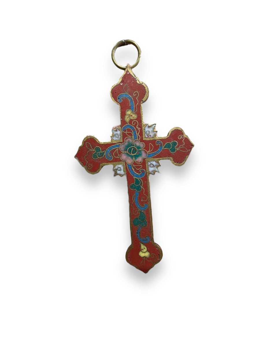 Croix pendentif En Bronze émaillé Cloisonné émaux Cloisonnés-photo-1
