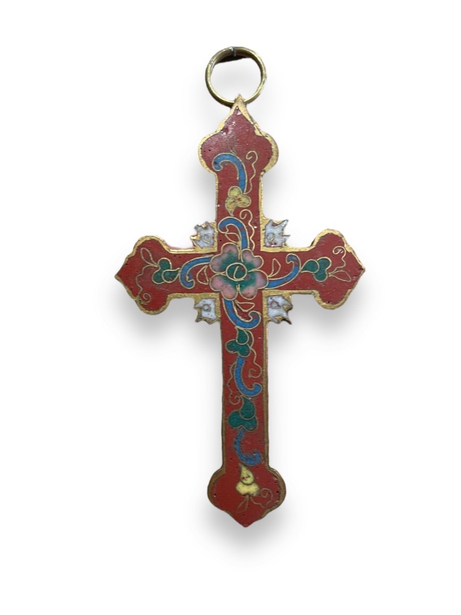Croix pendentif En Bronze émaillé Cloisonné émaux Cloisonnés-photo-2