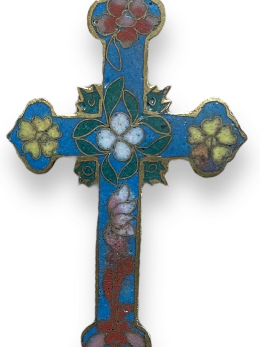 Croix pendentif En Bronze émaillé Cloisonné émaux Cloisonnés-photo-3