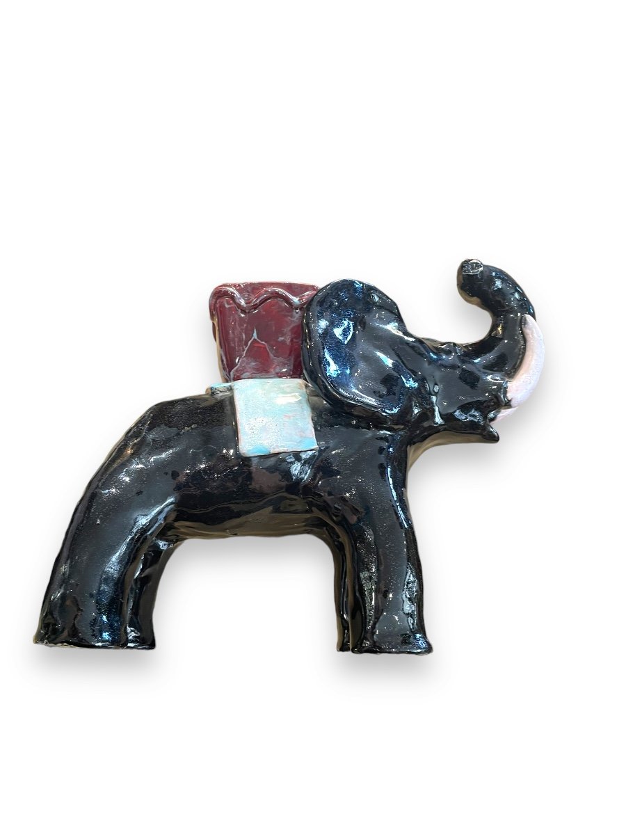 éléphant En Céramique Dans Le Goût De Buthaud elephant-photo-4