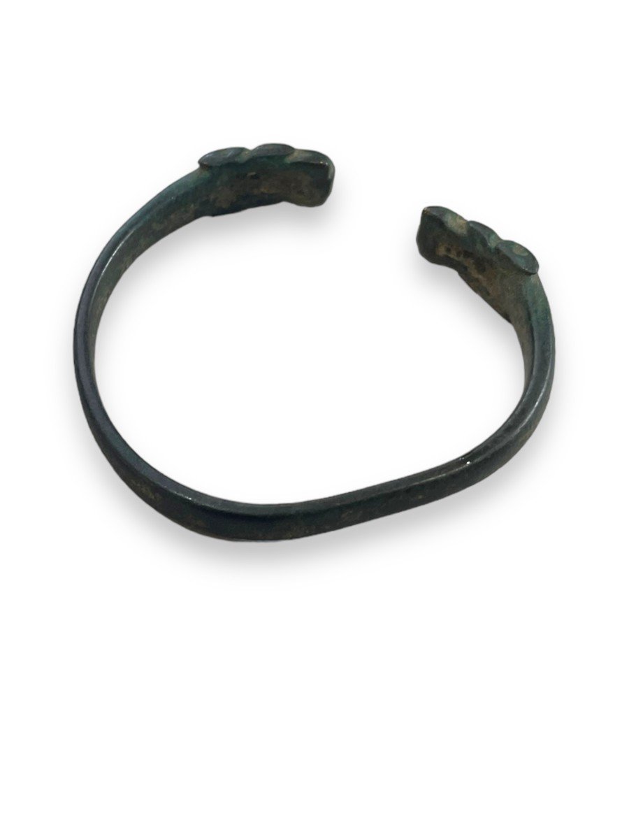 Antique Roman Egyptian Bronze Bracelet Heads Of Rams-photo-2