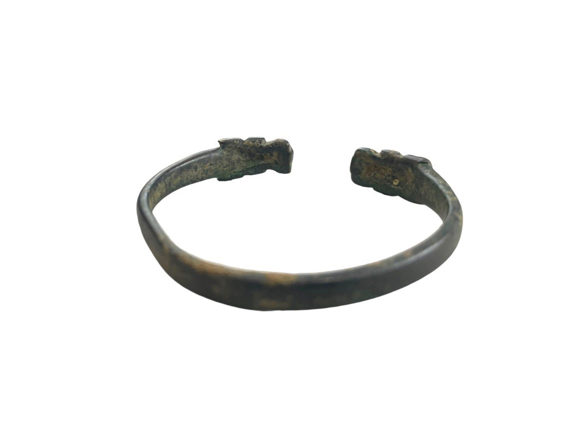 Antique Roman Egyptian Bronze Bracelet Heads Of Rams-photo-4