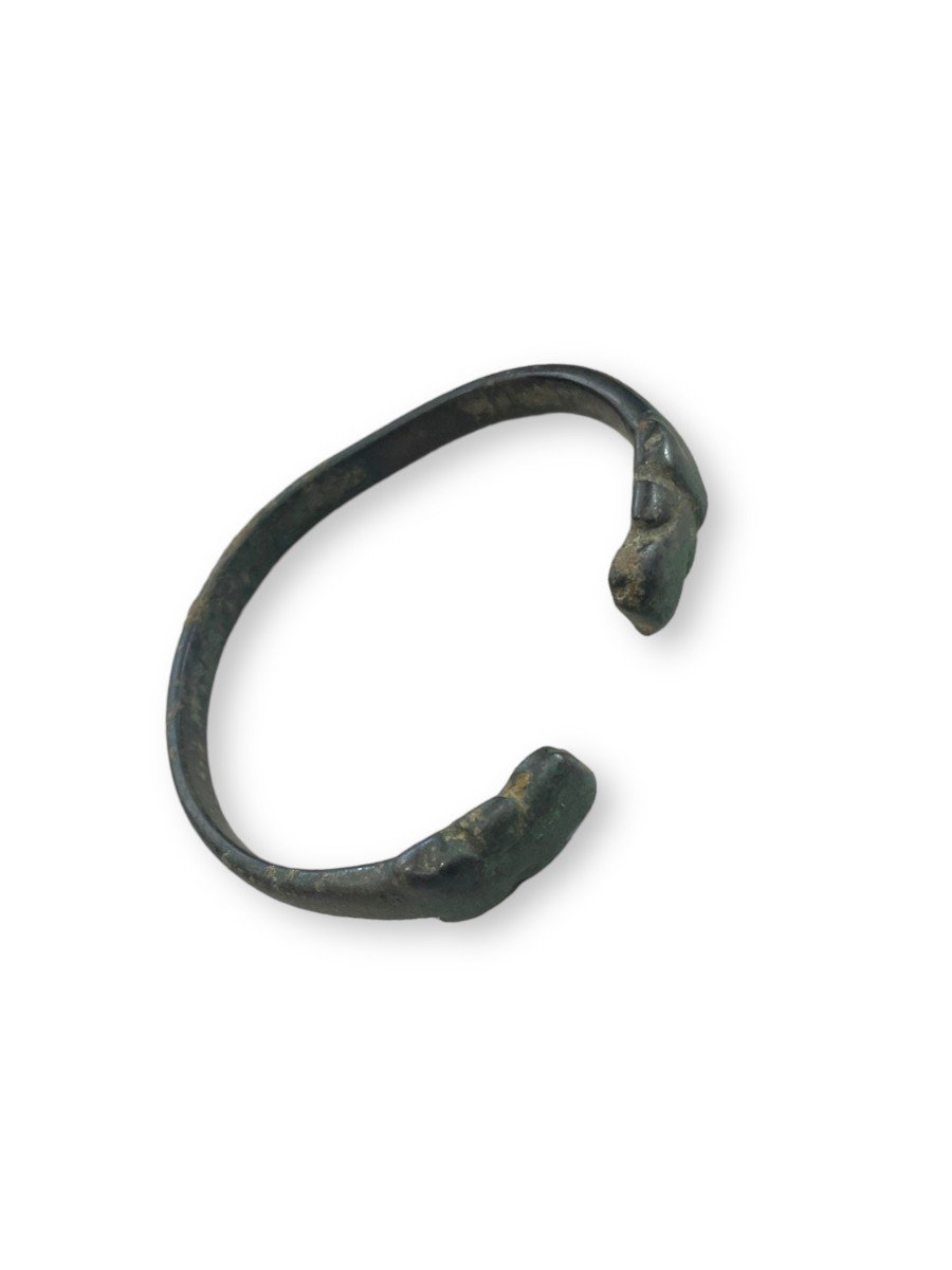 Antique Roman Egyptian Bronze Bracelet Heads Of Rams