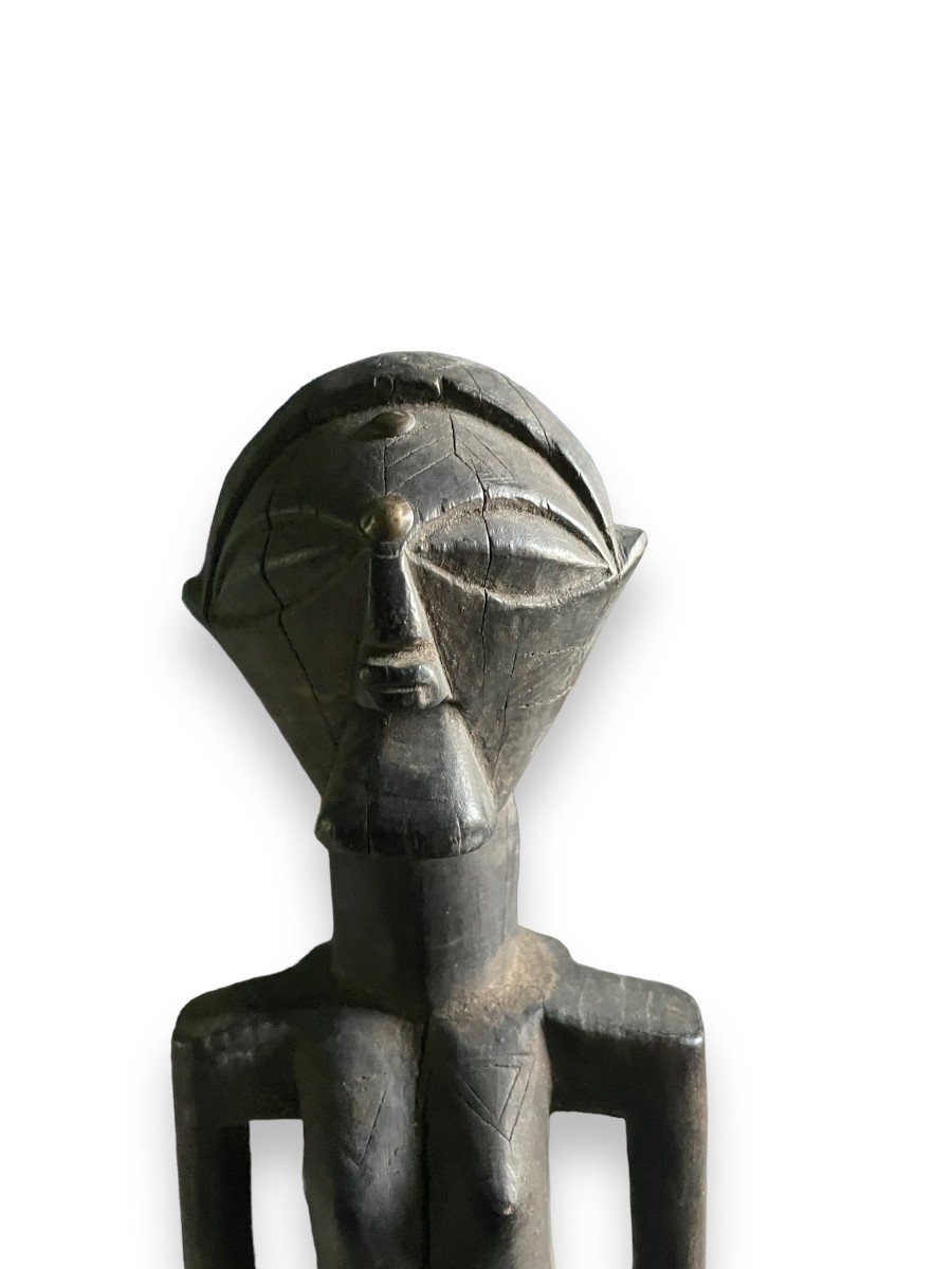African Statuette With Dark Patina Woman Holding Her Belly Kifwebe Style Drc-photo-4