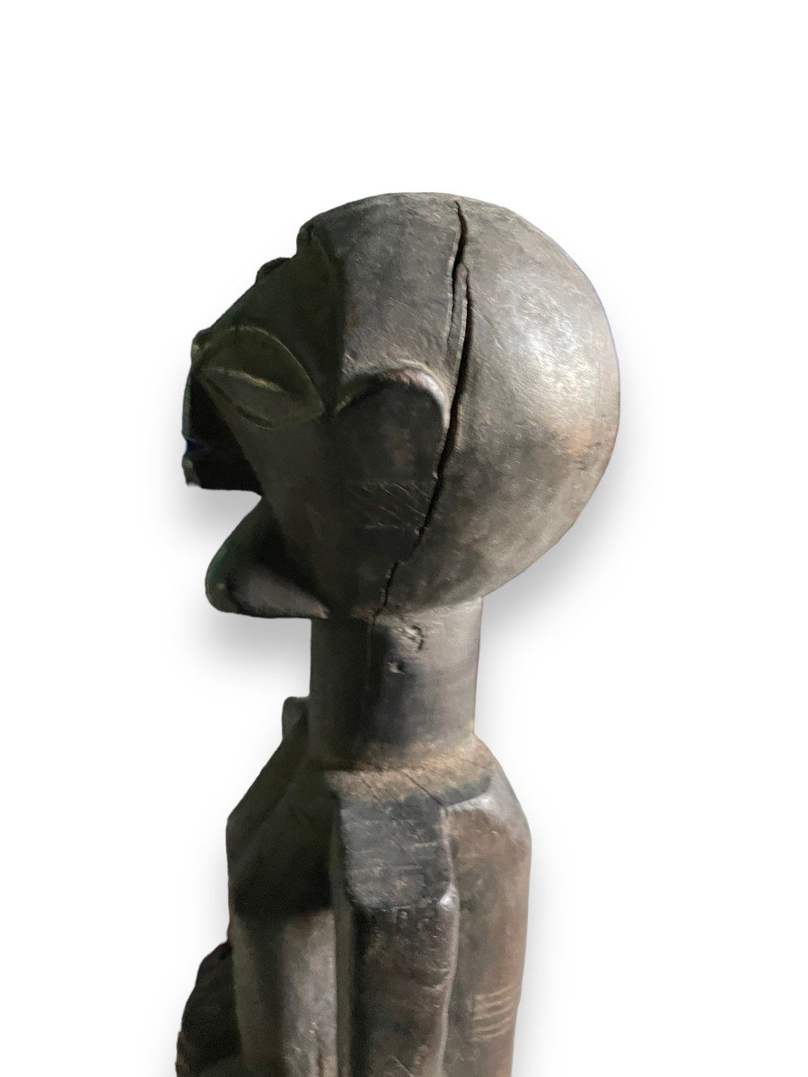 African Statuette With Dark Patina Woman Holding Her Belly Kifwebe Style Drc-photo-5