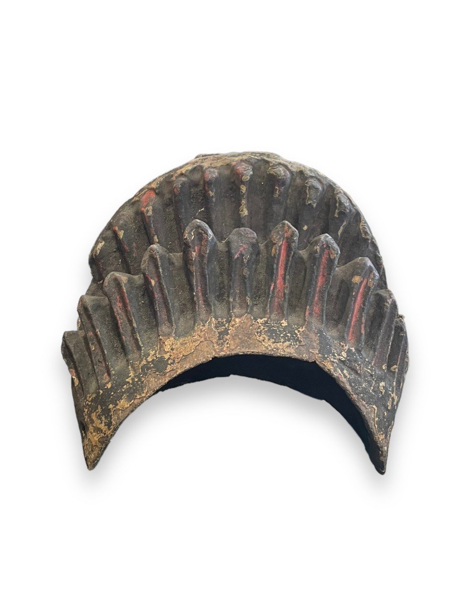 Nineteenth Ceremonial Tiara Or Indian Statue In Polychrome Wood-photo-2