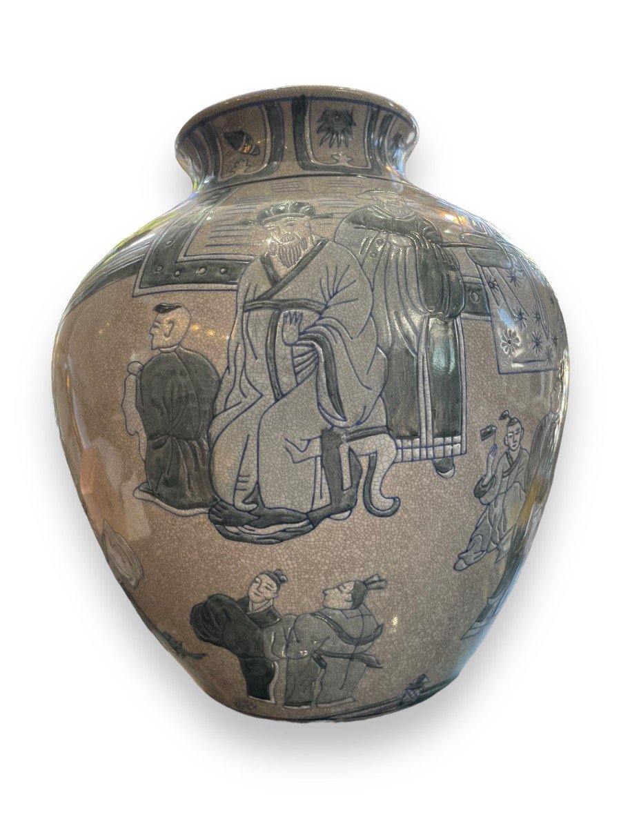Important Vase Chinois En Porcelaine Craquelée-photo-2