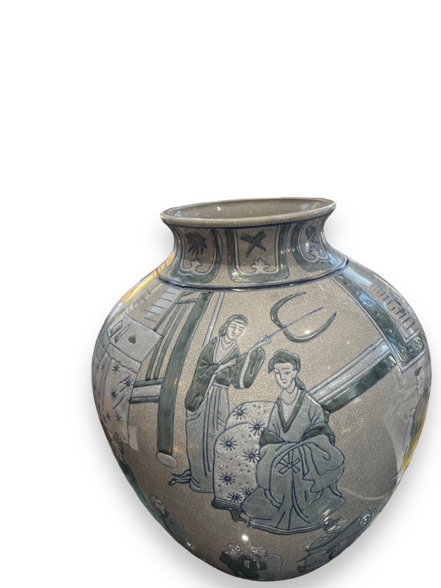 Important Vase Chinois En Porcelaine Craquelée-photo-1