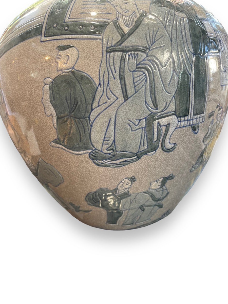 Important Vase Chinois En Porcelaine Craquelée-photo-4