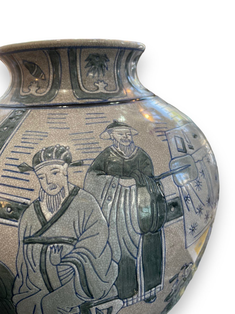 Important Vase Chinois En Porcelaine Craquelée-photo-5
