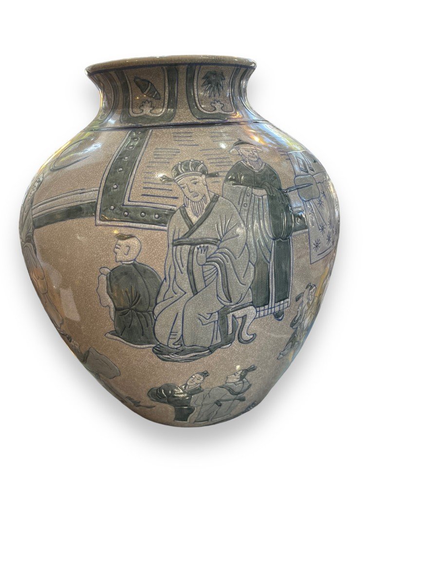 Important Vase Chinois En Porcelaine Craquelée-photo-7