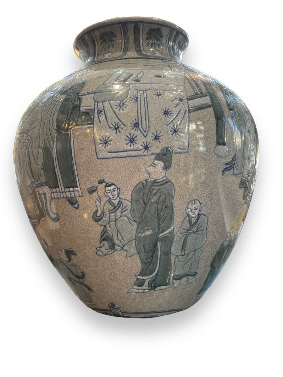 Important Vase Chinois En Porcelaine Craquelée-photo-8