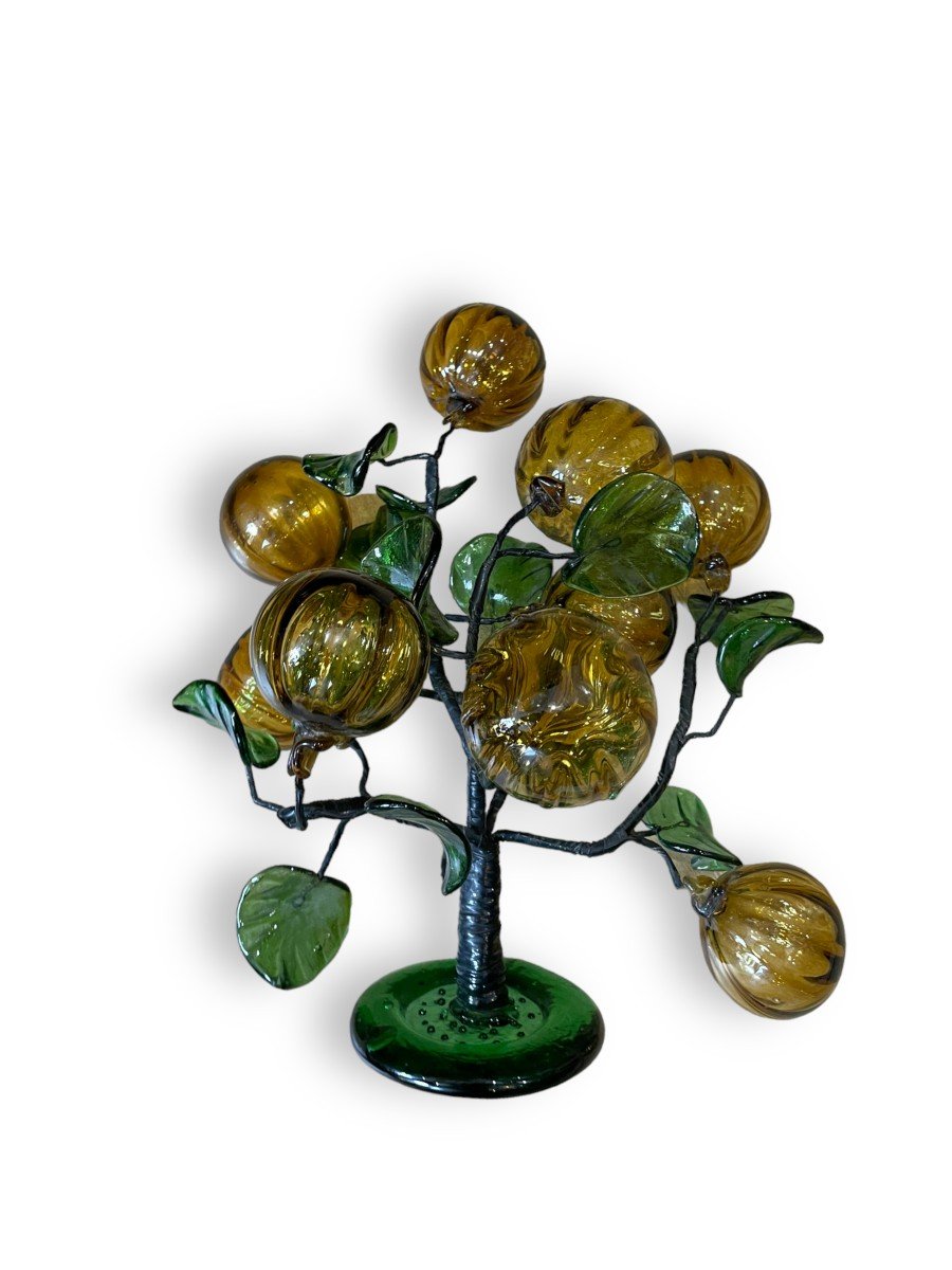 Murano Large Fruit Tree In Polychrome Blown Glass-photo-3