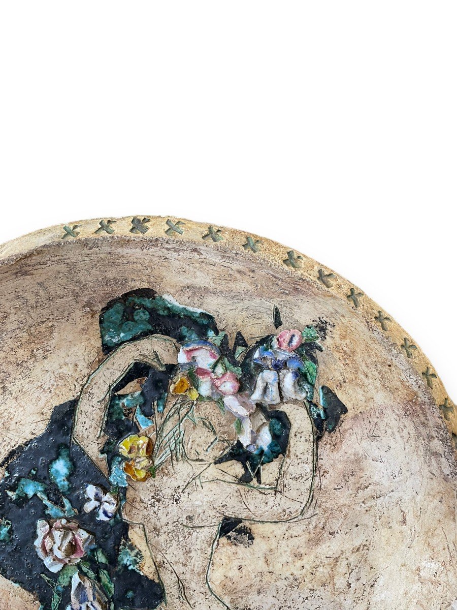 Helen Mai Important Plat En Terre Cuite Et Porcelaine émaillée Nu féminin-photo-2
