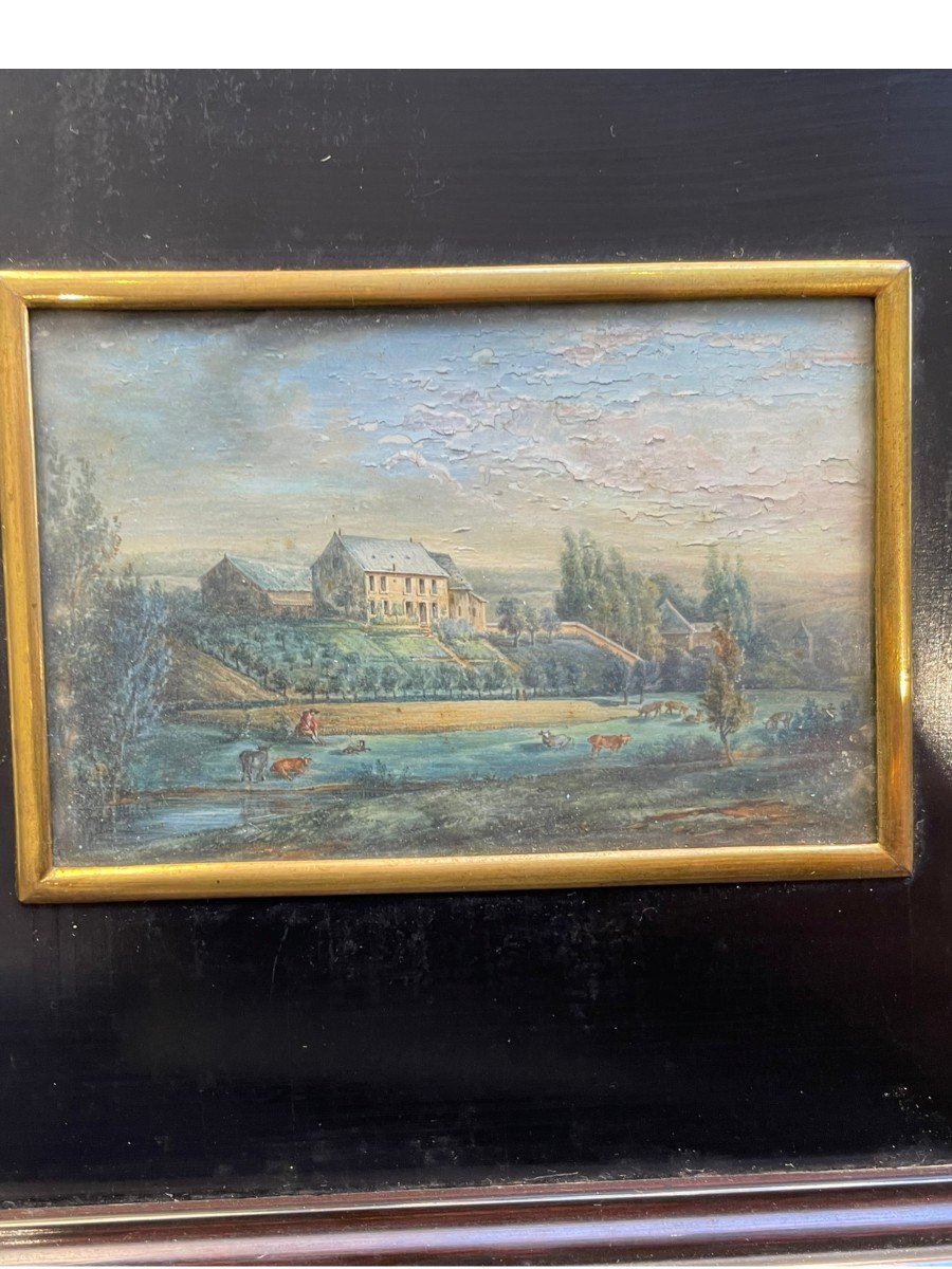 Views Of Châteaux Of Flize And Lègue French School 19th Century-photo-5